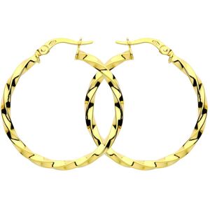 Jewelco London Women's 9ct Gold Square Tube Twist Hoop Earrings 30mm 2.5mm - G9E8091 Gold One Size Jewelco London Women's 9ct Gold Square Tube Twist Hoop Earrings 30mm 2.5mm - G9E8091 Gold One Size