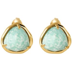 The Fine Collective Women's 18ct Gold Plated Sterling Silver Amazonite Stud Earrings Gold One Size The Fine Collective Women's 18ct Gold Plated Sterling Silver Amazonite Stud Earrings Gold One Size