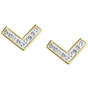The Fine Collective Women's Sterling Silver Gold Plated Crystal Chevron Stud Earrings Gold One Size The Fine Collective Women's Sterling Silver Gold Plated Crystal Chevron Stud Earrings Gold One Size