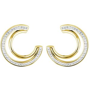 The Fine Collective Women's Sterling Silver Gold Plated Crystal Double Crescent Stud Earrings Gold One Size The Fine Collective Women's Sterling Silver Gold Plated Crystal Double Crescent Stud Earrings Gold One Size