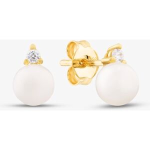 T.H.Baker Women's 9ct Yellow Gold Fresh Water Pearl Cubic Zirconia Stud Earrings 1.59.1886 Gold One Size T.H.Baker Women's 9ct Yellow Gold Fresh Water Pearl Cubic Zirconia Stud Earrings 1.59.1886 Gold One Size