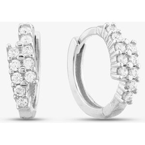 T.H.Baker Women's 9ct White Gold Cubic Zirconia Two Row Hoop Earrings E1631W in Silver Silver One Size T.H.Baker Women's 9ct White Gold Cubic Zirconia Two Row Hoop Earrings E1631W in Silver Silver One Size