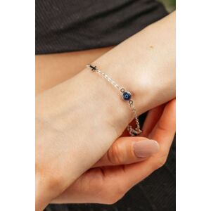 The Colourful Aura Gold & Silver Evil Eye Cross Christian Charm Protection Bracelet Size: 9 inches Silver 9 inches The Colourful Aura Gold & Silver Evil Eye Cross Christian Charm Protection Bracelet Size: 9 inches Silver 9 inches