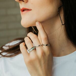 The Colourful Aura Women's 3 Piece Enamel Gold Adjustable Wide Band gold Cuff Ring Set in Silver Silver One Size The Colourful Aura Women's 3 Piece Enamel Gold Adjustable Wide Band gold Cuff Ring Set in Silver Silver One Size