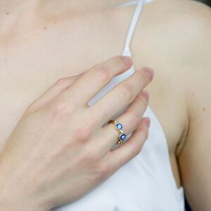 The Colourful Aura Adjustable Blue White Slim Beaded Stackable Protection Evil Eye Ring Blue One Size The Colourful Aura Adjustable Blue White Slim Beaded Stackable Protection Evil Eye Ring Blue One Size