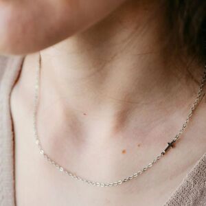 The Colourful Aura Women's Silver & Gold Sideways Dainty Cross Minimalist Choker Necklace Silver One Size The Colourful Aura Women's Silver & Gold Sideways Dainty Cross Minimalist Choker Necklace Silver One Size