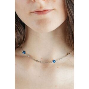 The Colourful Aura Women's Blue Evil Eye Sideways Cross Necklace Minimalist Choker Dainty Protection Choker in Silver Size: 18 inches Silver 18 inches The Colourful Aura Women's Blue Evil Eye Sideways Cross Necklace Minimalist Choker Dainty Protection Choker in Silver Size: 18 inches Silver 18 inches