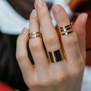 The Colourful Aura Women's 3 Piece Wide Silver Gold Adjustable Band Boho Multi Size Cuff Ring set Gold One Size The Colourful Aura Women's 3 Piece Wide Silver Gold Adjustable Band Boho Multi Size Cuff Ring set Gold One Size