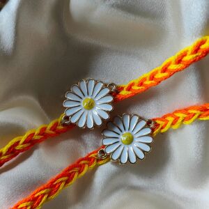 The Colourful Aura Set of 2 of Children Floral Knitted Soft Sunflower Rakhi for Raksha Bandhan in Orange Orange One Size The Colourful Aura Set of 2 of Children Floral Knitted Soft Sunflower Rakhi for Raksha Bandhan in Orange Orange One Size
