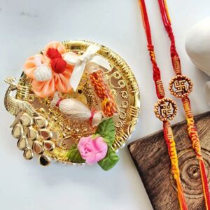 The Colourful Aura 2 Rakhi & 1 Platter of Indian Sathia Charm Rakhi for Raksha Bandhan in Orange Orange One Size The Colourful Aura 2 Rakhi & 1 Platter of Indian Sathia Charm Rakhi for Raksha Bandhan in Orange Orange One Size