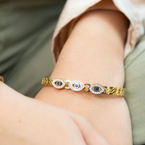 The Colourful Aura 18ct Rose Gold Plated Evil Eye Round Brass Gold Zircon Armlet Bangle Bracelet Gold One Size The Colourful Aura 18ct Rose Gold Plated Evil Eye Round Brass Gold Zircon Armlet Bangle Bracelet Gold One Size