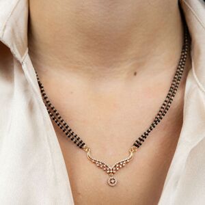 The Colourful Aura Women's Indian Nazaria Zircon Dangle Mangalsutra Black Beads Necklace in Gold Gold One Size The Colourful Aura Women's Indian Nazaria Zircon Dangle Mangalsutra Black Beads Necklace in Gold Gold One Size