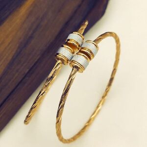 The Colourful Aura Women's Dual-Tone Twisted Cable Cuff Bracelet in Gold Gold One Size The Colourful Aura Women's Dual-Tone Twisted Cable Cuff Bracelet in Gold Gold One Size