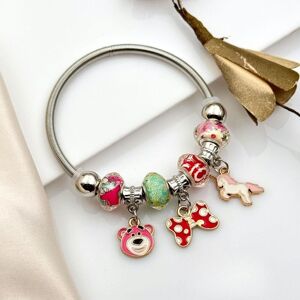 The Colourful Aura Women's Unicorn Charm Dangle Silver Enamel Bangle Bracelet Silver One Size The Colourful Aura Women's Unicorn Charm Dangle Silver Enamel Bangle Bracelet Silver One Size