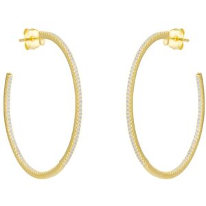 Spero London Women's Sterling Silver Large Stud Hoop Earring With Interior Gemstones in Gold Gold One Size Spero London Women's Sterling Silver Large Stud Hoop Earring With Interior Gemstones in Gold Gold One Size