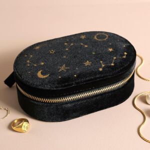 Lisa Angel Women's Black Starry Night Velvet Oval Jewellery Case Black Lisa Angel Women's Black Starry Night Velvet Oval Jewellery Case Black