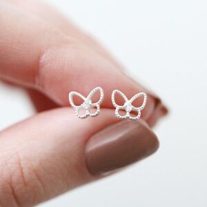 Lisa Angel Women's Sparkle Cut Butterfly Sterling Silver Stud Earrings Silver One Size Lisa Angel Women's Sparkle Cut Butterfly Sterling Silver Stud Earrings Silver One Size
