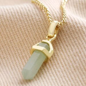Lisa Angel Women's Green Aventurine Crystal Point Pendant Necklace in Gold Gold One Size Lisa Angel Women's Green Aventurine Crystal Point Pendant Necklace in Gold Gold One Size