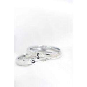 The Colourful Aura Adjustable Silver Couple Moon & Sun Promise Ring set Silver One Size The Colourful Aura Adjustable Silver Couple Moon & Sun Promise Ring set Silver One Size