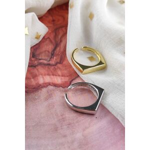 The Colourful Aura Women's Adjustable Flat Top Square Thin Open Sterling Silver Signet Solid Ring Silver One Size The Colourful Aura Women's Adjustable Flat Top Square Thin Open Sterling Silver Signet Solid Ring Silver One Size