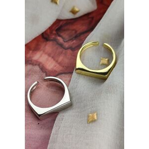 The Colourful Aura Women's Adjustable Flat Top Square Thin Open Sterling Silver Signet Solid Ring in Gold Gold One Size The Colourful Aura Women's Adjustable Flat Top Square Thin Open Sterling Silver Signet Solid Ring in Gold Gold One Size
