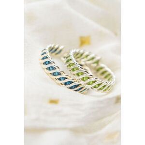 The Colourful Aura Women's 925 Silver Green & Blue Link Chain Stacking Band Adjustable Ring Blue One Size The Colourful Aura Women's 925 Silver Green & Blue Link Chain Stacking Band Adjustable Ring Blue One Size