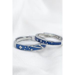 The Colourful Aura Silver Blue Star Couple Spacer Adjustable Promise Ring Set Blue One Size The Colourful Aura Silver Blue Star Couple Spacer Adjustable Promise Ring Set Blue One Size