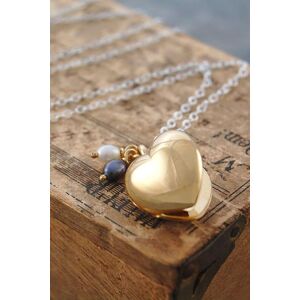 Otis Jaxon London Women's Sterling Silver Heart & Pearl Locket Necklace in Gold Gold One Size Otis Jaxon London Women's Sterling Silver Heart & Pearl Locket Necklace in Gold Gold One Size