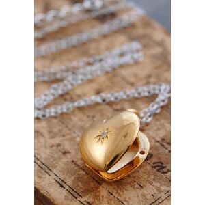 Otis Jaxon London Women's Sterling Silver Heart Locket with White Topaz in Gold Gold One Size Otis Jaxon London Women's Sterling Silver Heart Locket with White Topaz in Gold Gold One Size