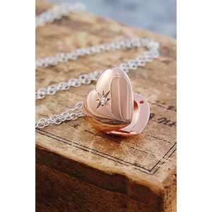 Otis Jaxon London Women's Sterling Silver Heart Locket with White Topaz in Rose Gold Rose Gold One Size Otis Jaxon London Women's Sterling Silver Heart Locket with White Topaz in Rose Gold Rose Gold One Size