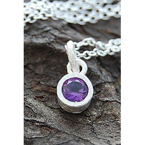Otis Jaxon London Women's Amethyst February Birthstone Sterling Silver Pendant Necklace Silver One Size Otis Jaxon London Women's Amethyst February Birthstone Sterling Silver Pendant Necklace Silver One Size