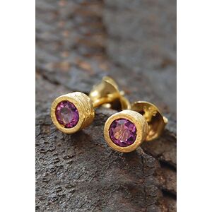 Otis Jaxon London Women's Amethyst February Birthstone Sterling Silver Stud Earrings in Gold Gold One Size Otis Jaxon London Women's Amethyst February Birthstone Sterling Silver Stud Earrings in Gold Gold One Size
