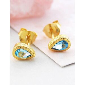 Otis Jaxon London Women's Blue Topaz Teardrop Sterling Silver November Birthstone Stud Earrings in Gold Gold One Size Otis Jaxon London Women's Blue Topaz Teardrop Sterling Silver November Birthstone Stud Earrings in Gold Gold One Size