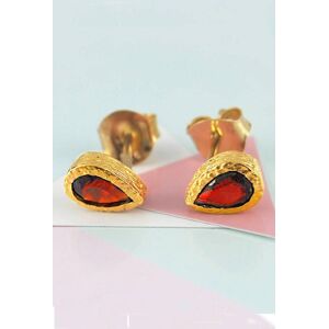 Otis Jaxon London Women's Garnet Teardrop Sterling Silver January Birthstone Stud Earrings in Gold Gold One Size Otis Jaxon London Women's Garnet Teardrop Sterling Silver January Birthstone Stud Earrings in Gold Gold One Size