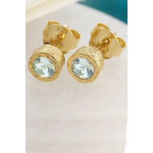 Otis Jaxon London Women's Aquamarine March Birthstone Sterling Silver Stud Earrings in Gold Gold One Size Otis Jaxon London Women's Aquamarine March Birthstone Sterling Silver Stud Earrings in Gold Gold One Size