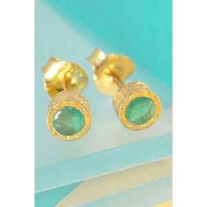 Otis Jaxon London Women's Emerald May Birthstone Sterling Silver Stud Earrings in Gold Gold One Size Otis Jaxon London Women's Emerald May Birthstone Sterling Silver Stud Earrings in Gold Gold One Size