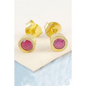 Otis Jaxon London Women's Pink Ruby Sterling Silver July Birthstone Stud Earrings in Gold Gold One Size Otis Jaxon London Women's Pink Ruby Sterling Silver July Birthstone Stud Earrings in Gold Gold One Size