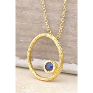 Otis Jaxon London Women's Sapphire September Birthstone Sterling Silver Oval Necklace in Gold Gold One Size Otis Jaxon London Women's Sapphire September Birthstone Sterling Silver Oval Necklace in Gold Gold One Size