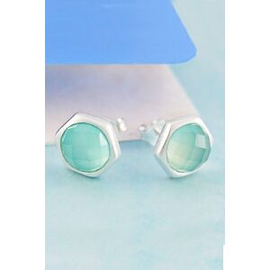 Otis Jaxon London Women's Aqua Chalcedony Round Sterling Silver Stud Earrings Silver One Size Otis Jaxon London Women's Aqua Chalcedony Round Sterling Silver Stud Earrings Silver One Size