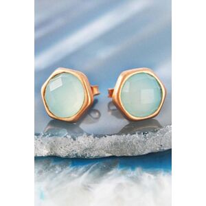 Otis Jaxon London Women's Aqua Chalcedony Round Sterling Silver Stud Earrings in Rose Gold Rose Gold One Size Otis Jaxon London Women's Aqua Chalcedony Round Sterling Silver Stud Earrings in Rose Gold Rose Gold One Size