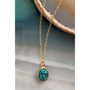 Otis Jaxon London Women's Black Opal Sterling Silver October Birthstone Pendant Necklace in Gold Gold One Size Otis Jaxon London Women's Black Opal Sterling Silver October Birthstone Pendant Necklace in Gold Gold One Size