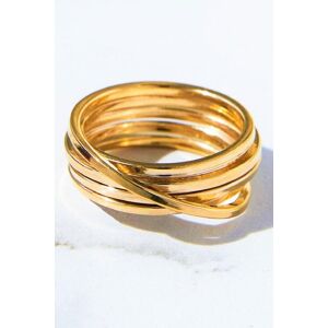 Otis Jaxon London Women's Gold Square Wire Overlapping Sterling Silver Ring Size: Medium Gold M Otis Jaxon London Women's Gold Square Wire Overlapping Sterling Silver Ring Size: Medium Gold M