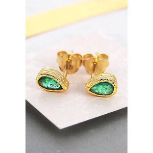 Otis Jaxon London Women's Emerald May Birthstone Sterling Silver Teardrop Stud Earrings in Gold Gold One Size Otis Jaxon London Women's Emerald May Birthstone Sterling Silver Teardrop Stud Earrings in Gold Gold One Size