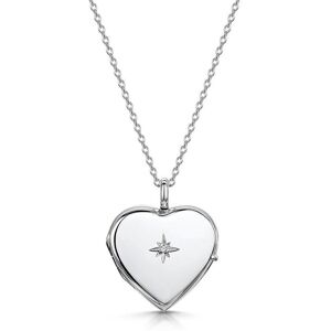 LOVELOX Lockets Women's Diamond Set Personalised Heart Locket in Silver Silver One Size LOVELOX Lockets Women's Diamond Set Personalised Heart Locket in Silver Silver One Size