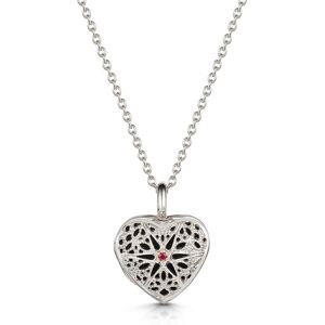 LOVELOX Lockets Women's Filigree Personalised Heart Locket in Silver Silver One Size LOVELOX Lockets Women's Filigree Personalised Heart Locket in Silver Silver One Size