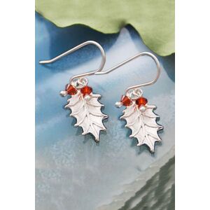 Otis Jaxon London Women's Holly Leaf Sterling Silver Garnet Drop Earrings Silver One Size Otis Jaxon London Women's Holly Leaf Sterling Silver Garnet Drop Earrings Silver One Size