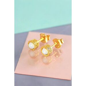 Otis Jaxon London Women's Opal October Birthstone Sterling Silver Stud Earrings in Gold Gold One Size Otis Jaxon London Women's Opal October Birthstone Sterling Silver Stud Earrings in Gold Gold One Size
