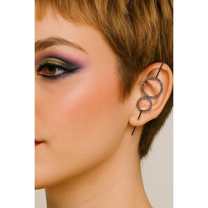 Otis Jaxon London Single Sterling Silver Double Circle Topaz Ear Cuff Earrings in Black Size: Small Black S Otis Jaxon London Single Sterling Silver Double Circle Topaz Ear Cuff Earrings in Black Size: Small Black S