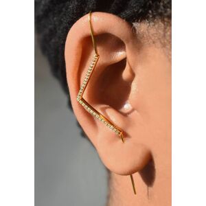 Otis Jaxon London Single Silver Zig Zag White Topaz Ear Cuff Earring in Gold Size: Small Gold S Otis Jaxon London Single Silver Zig Zag White Topaz Ear Cuff Earring in Gold Size: Small Gold S