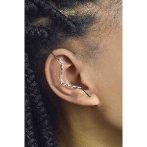 Otis Jaxon London Single Silver Zig Zag White Topaz Ear Cuff Earring in Black Size: Small Black S Otis Jaxon London Single Silver Zig Zag White Topaz Ear Cuff Earring in Black Size: Small Black S